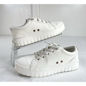 Roxy Sheilahh Slip on Platform Faux Leather Sneaker Shoes White Women's 11